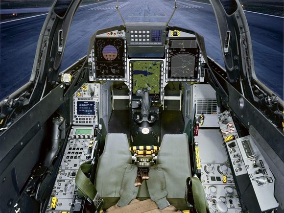 SAAB JAS 39 Gripen Cockpit view at line up.